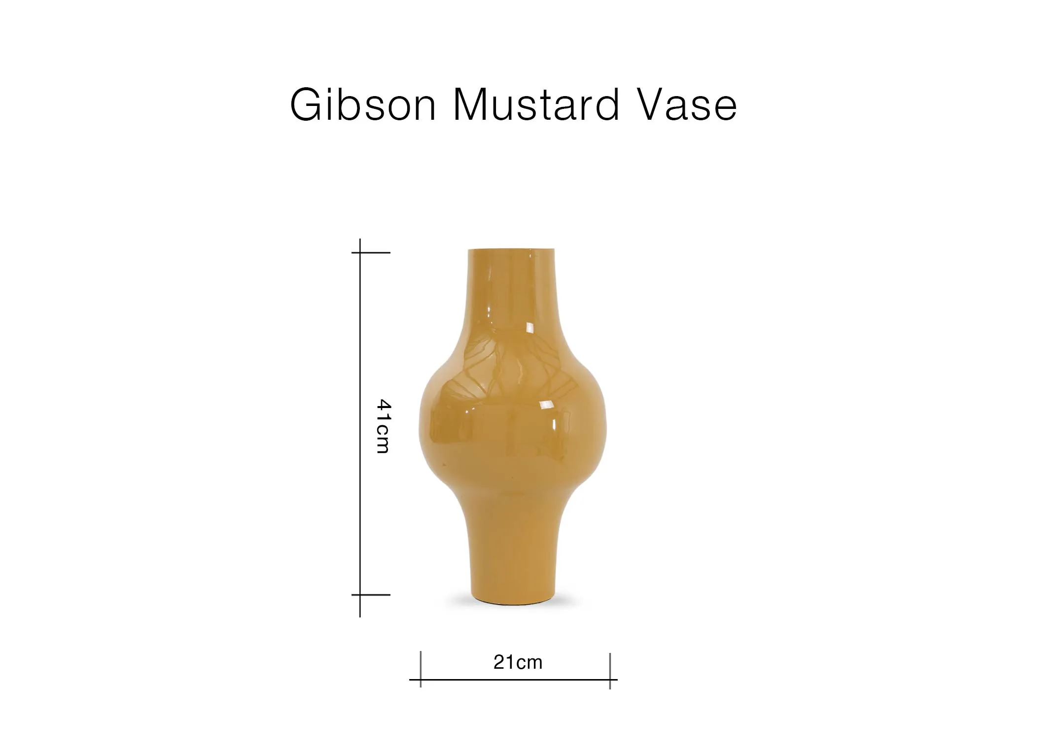 A dimension image of the Gibson Vase with 21cm x 41cm