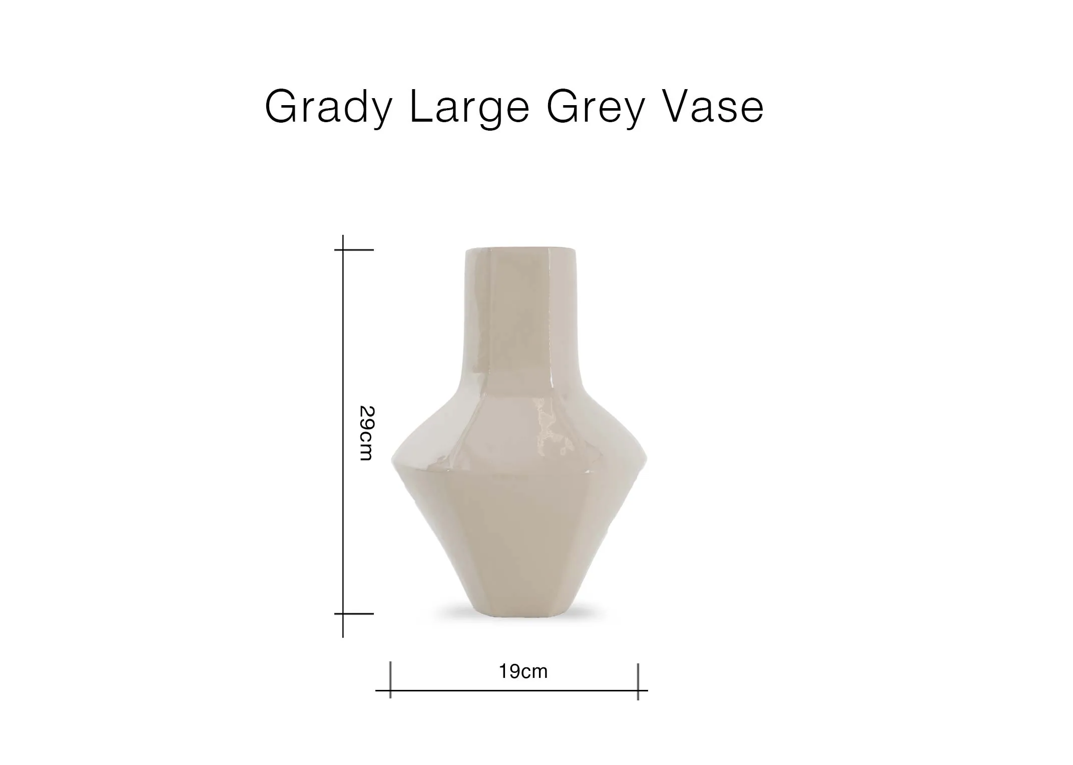 A dimension image of the Grady Large Vase with 19cm x 29cm