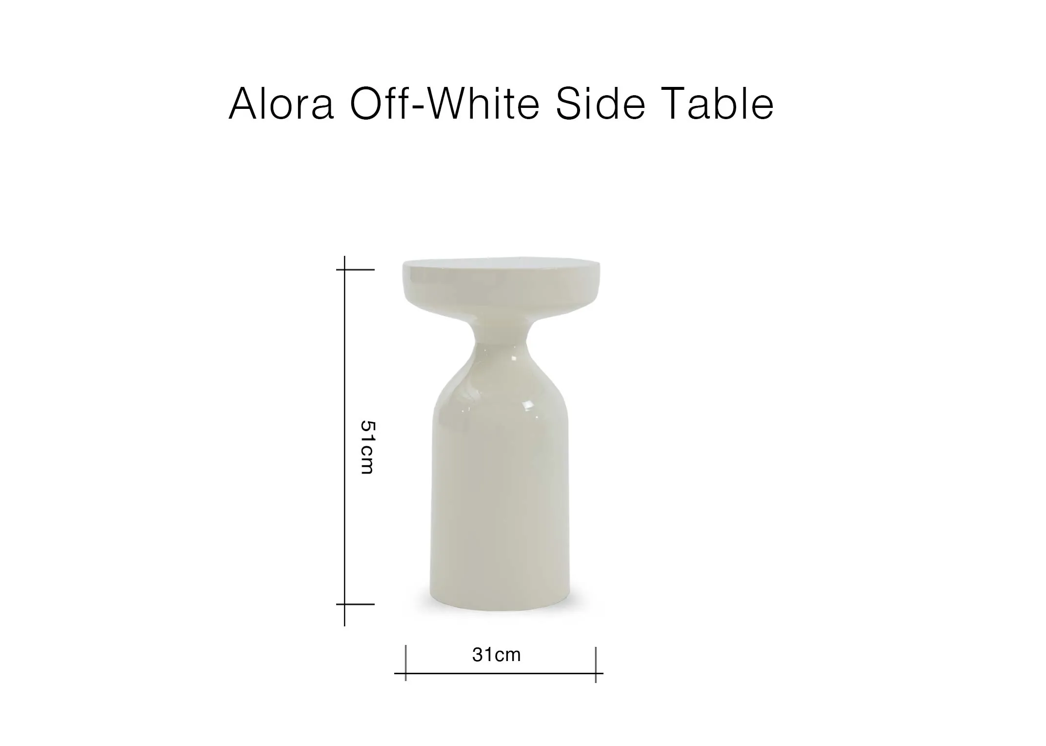 A dimension image of the Alora side table with 31cm x 51cm