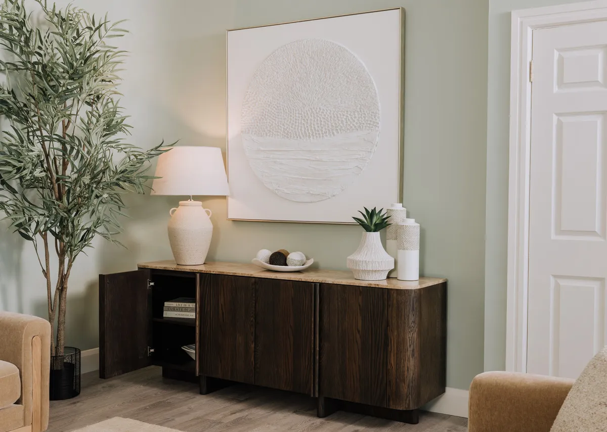 Cream Table Lamp with White Shade - Brosna