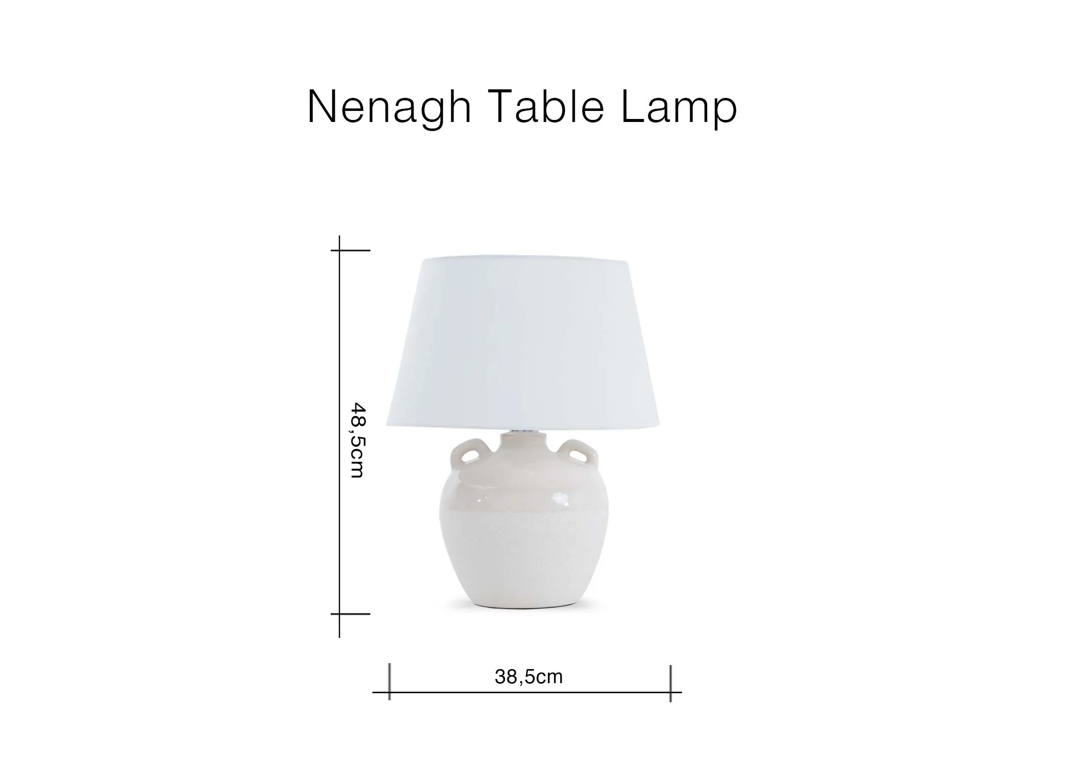 A dimension image of the Nenagh Table lamp with 38.5cm x 48.5cm
