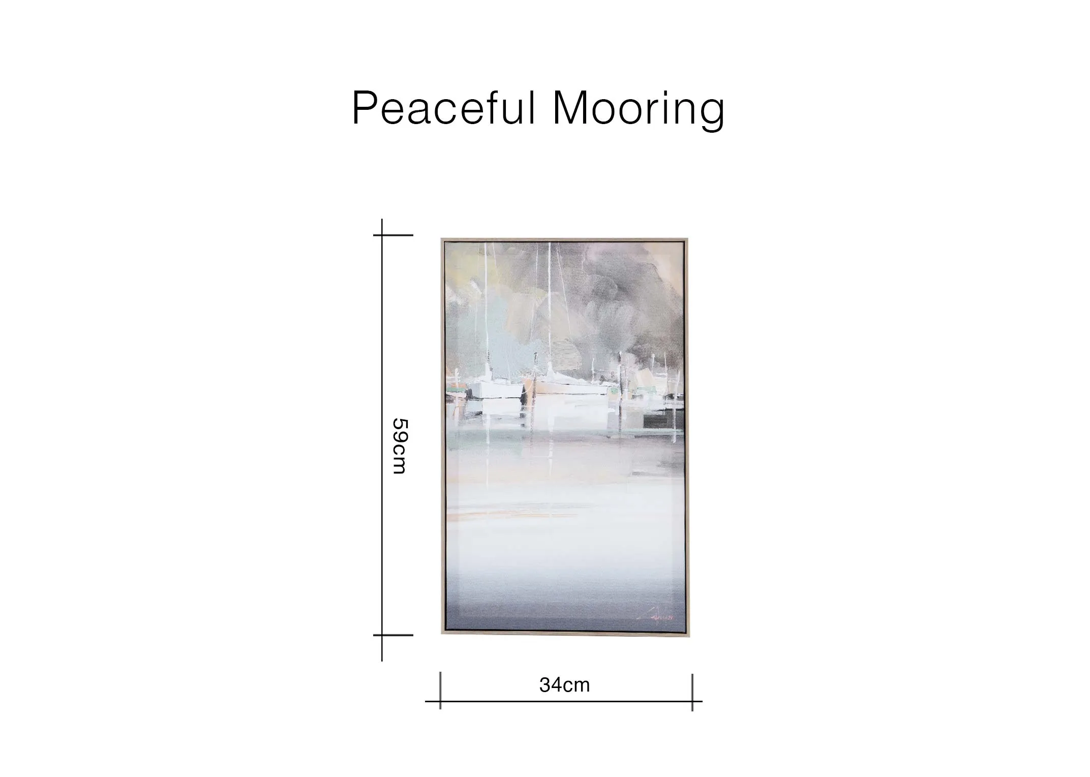 A dimension image of the Peaceful Mooring with 34cm x 59cm