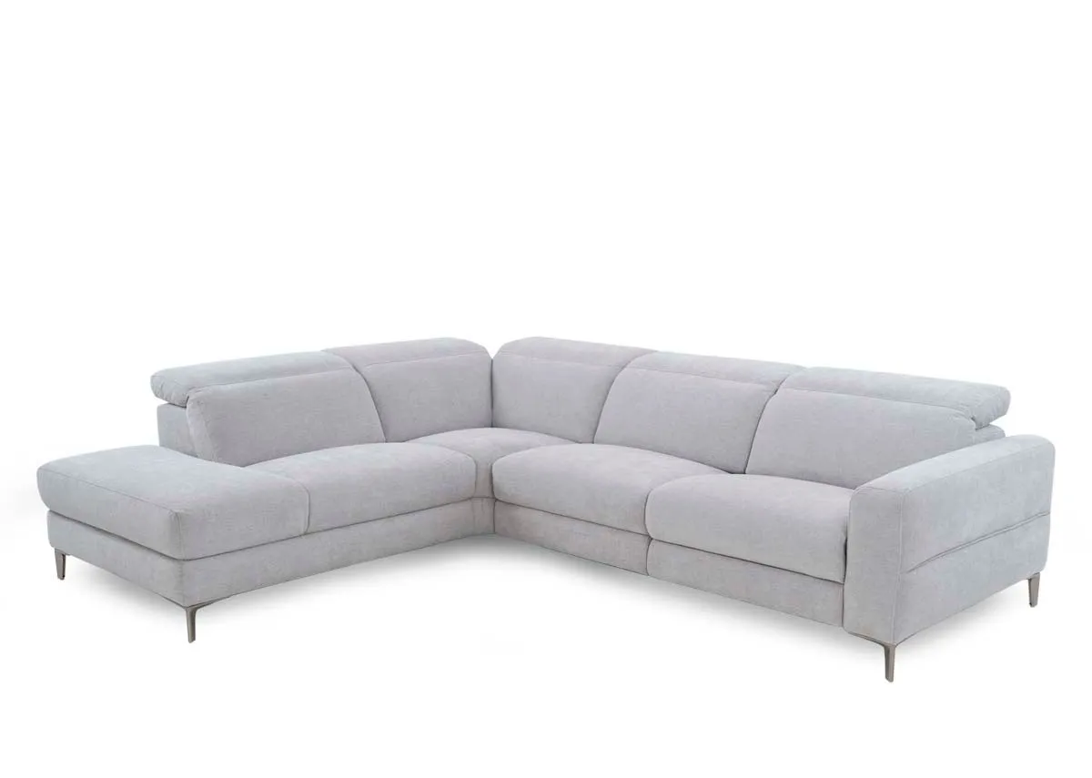 Silver Fabric LHF Corner Chaise with Electric Recliner - Vancouver