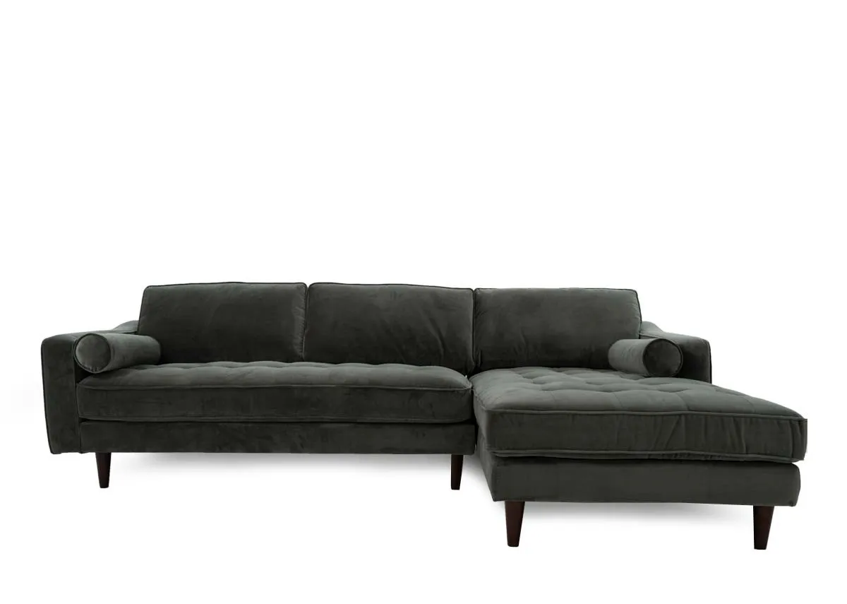 A dimension image of the Genoa Green RHF Chaise with 270cm x 170cm x 86cm