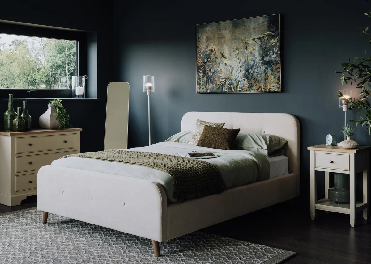 Single (3ft) Cream Fabric Bed Frame - Serena