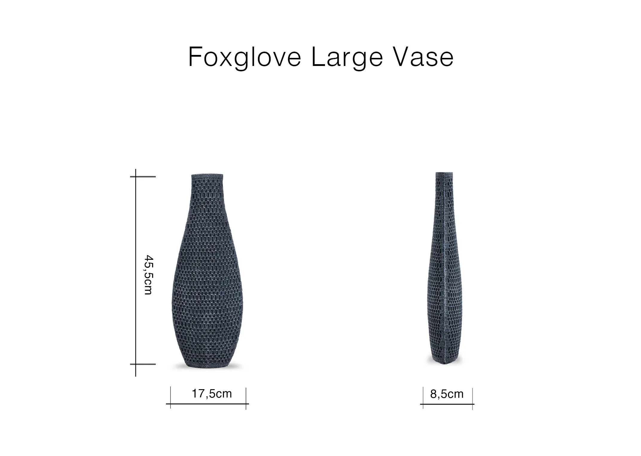 A dimension image of the Foxglove Vase with 17.5cm x 47.5cm