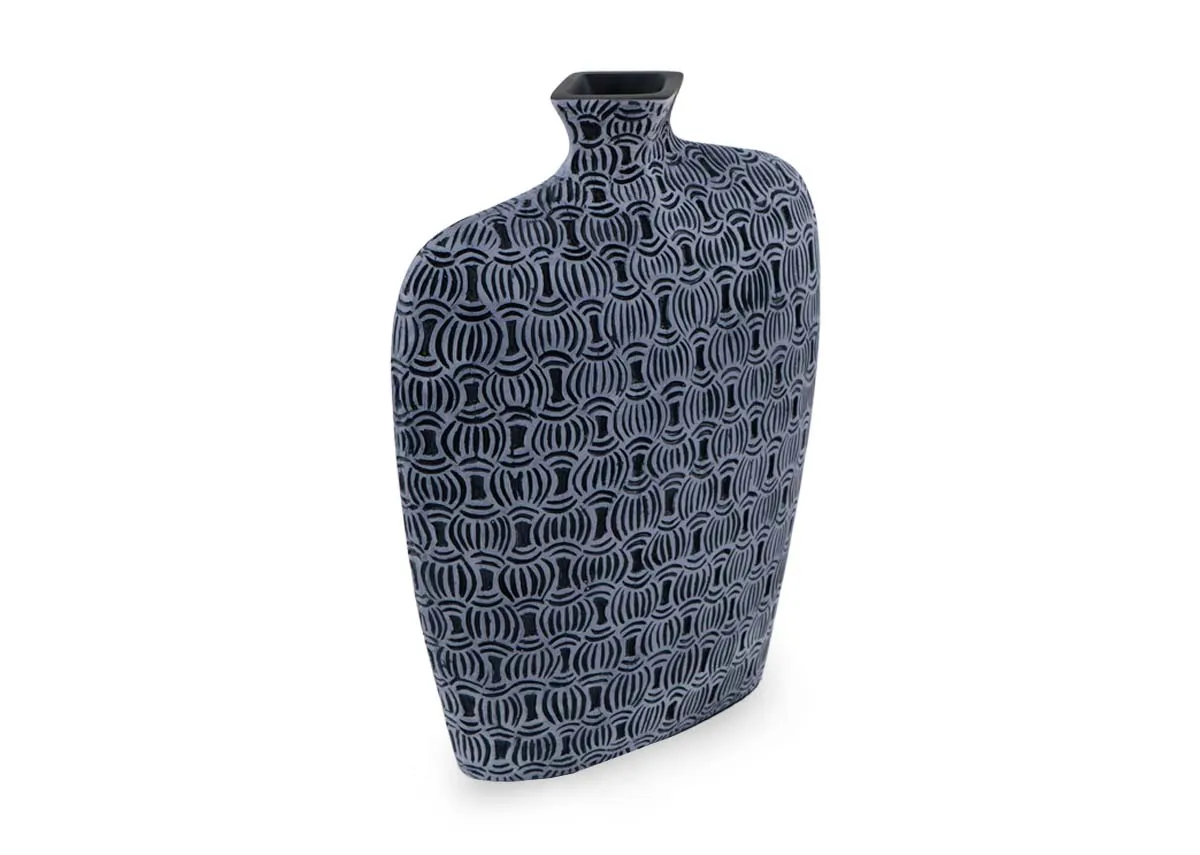 Medium Navy Print Vase - Foxglove