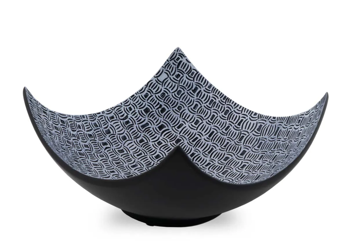 Navy Print Deco Plate - Foxglove