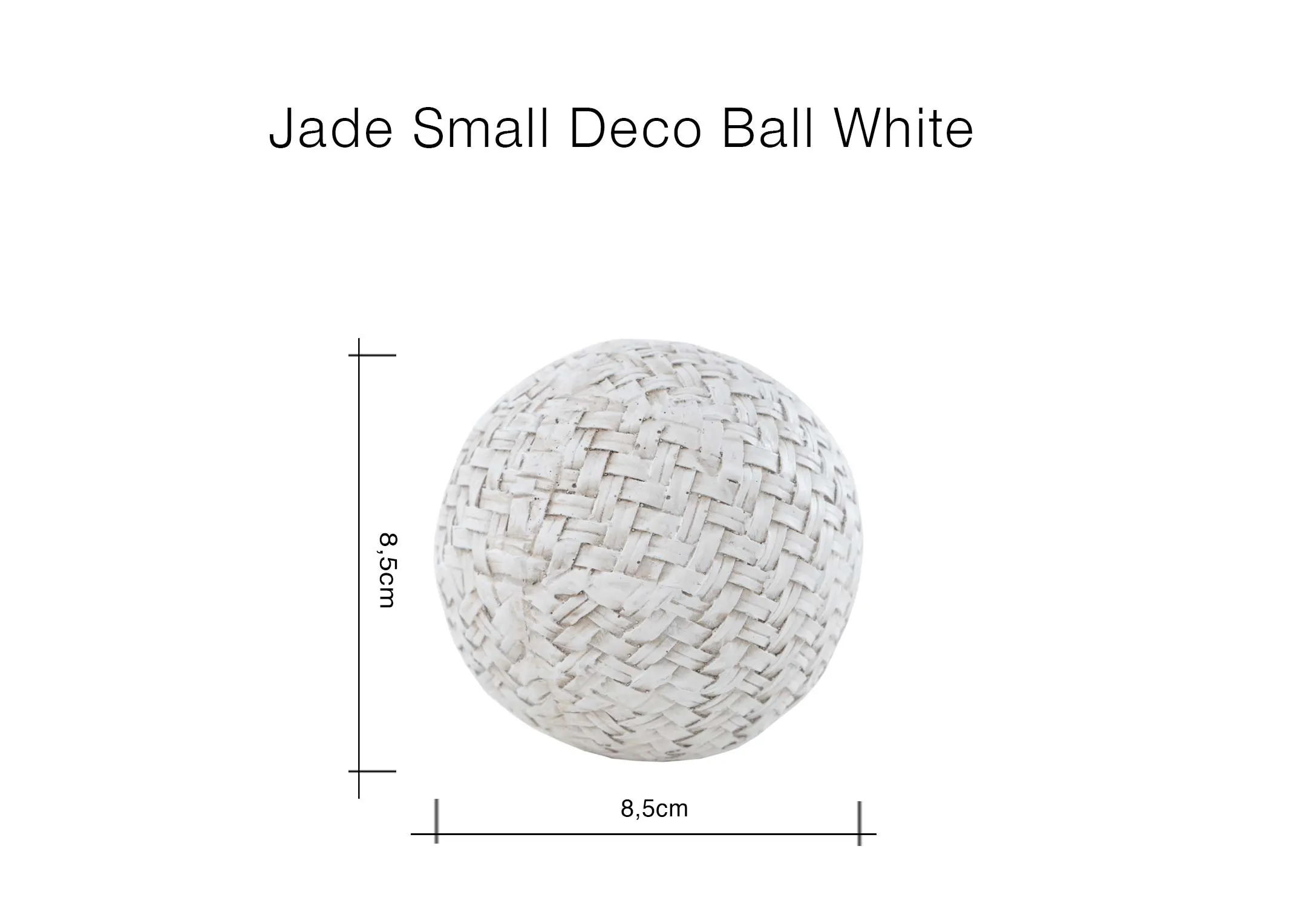A dimension image of the Jade Ball with 8.5cm