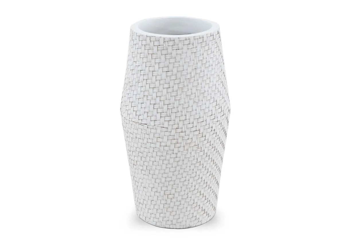 Small White Woven Vase - Jade