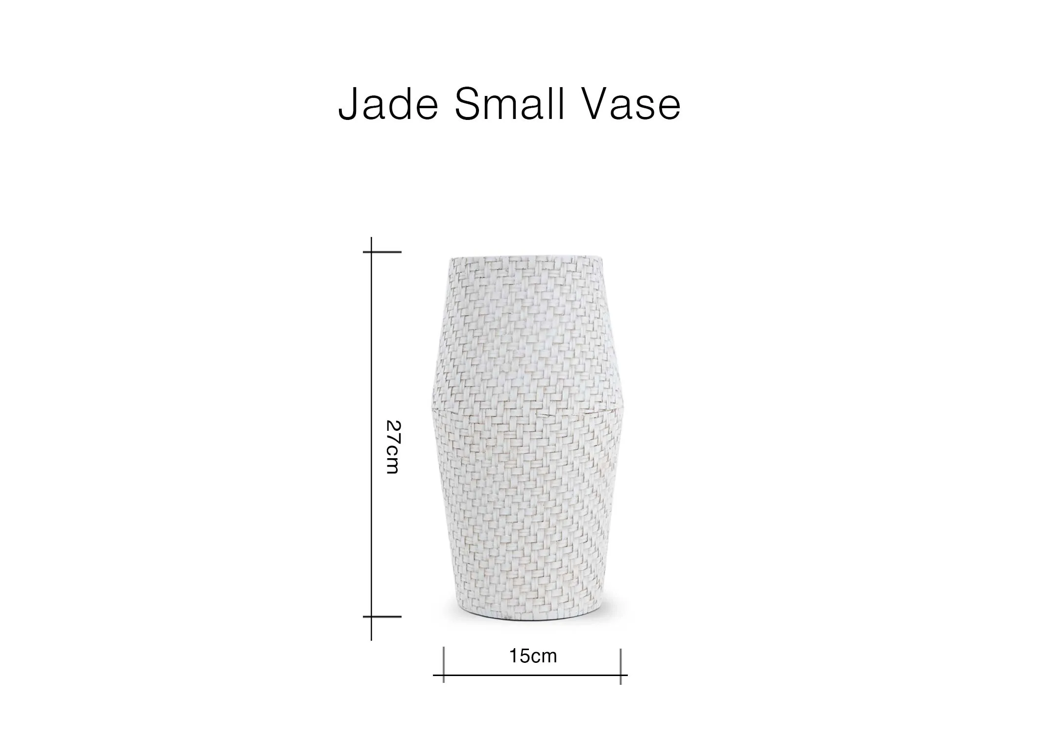 A dimension image of the Jade small vase with 15cm x 27cm