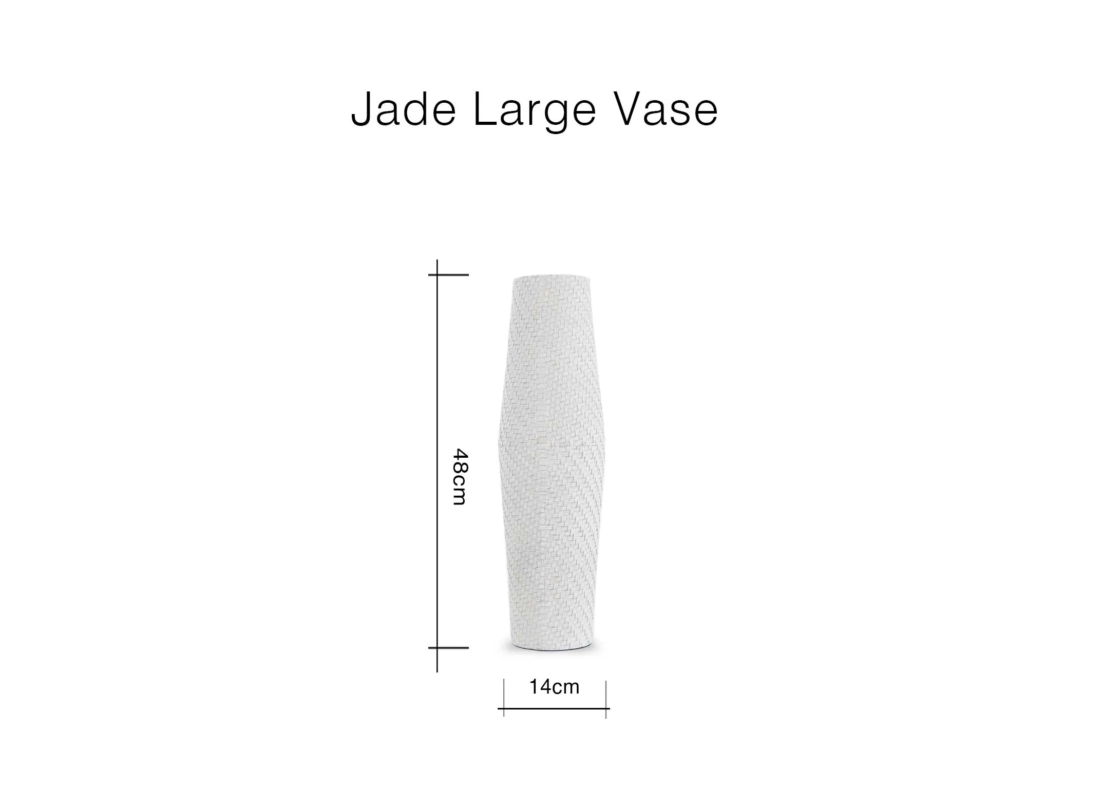 A dimension image of the Jade Large Vase with 14cm x 48cm