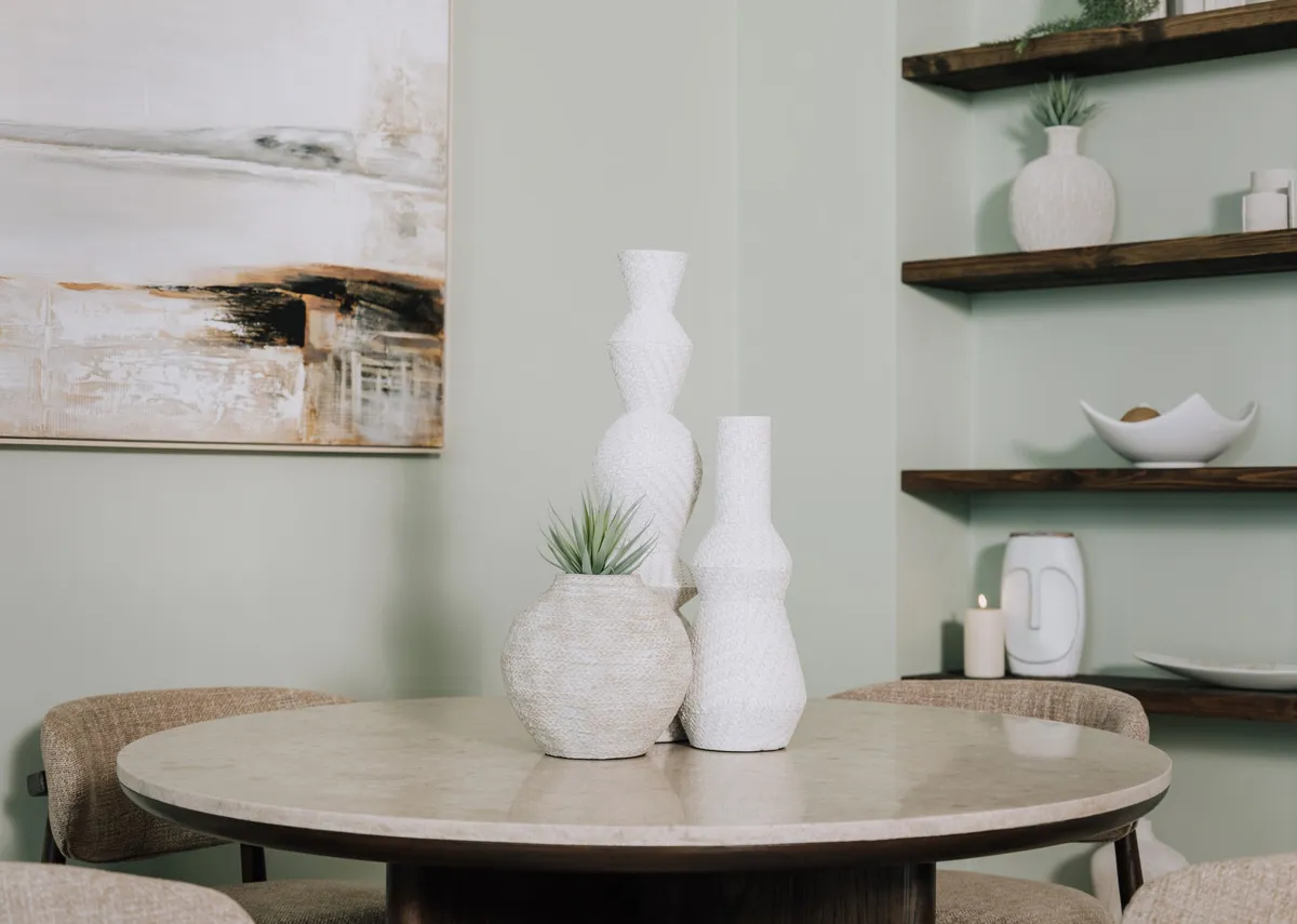 Medium White Woven Vase - Jade