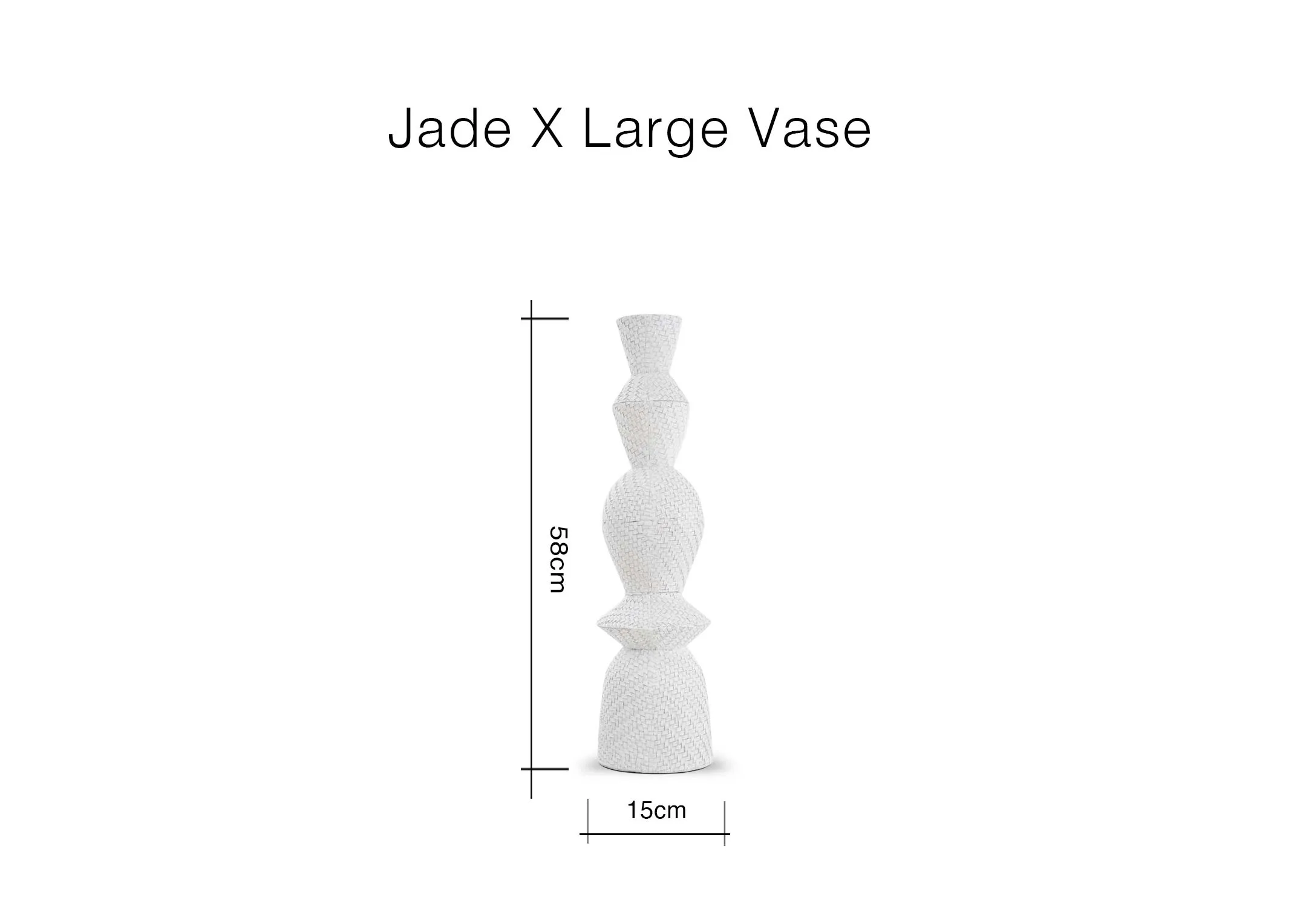 A dimension image of the Jade XLarge vase with 15cm x 58cm