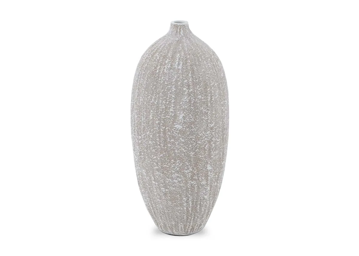 Medium White Textured Vase - Cremon