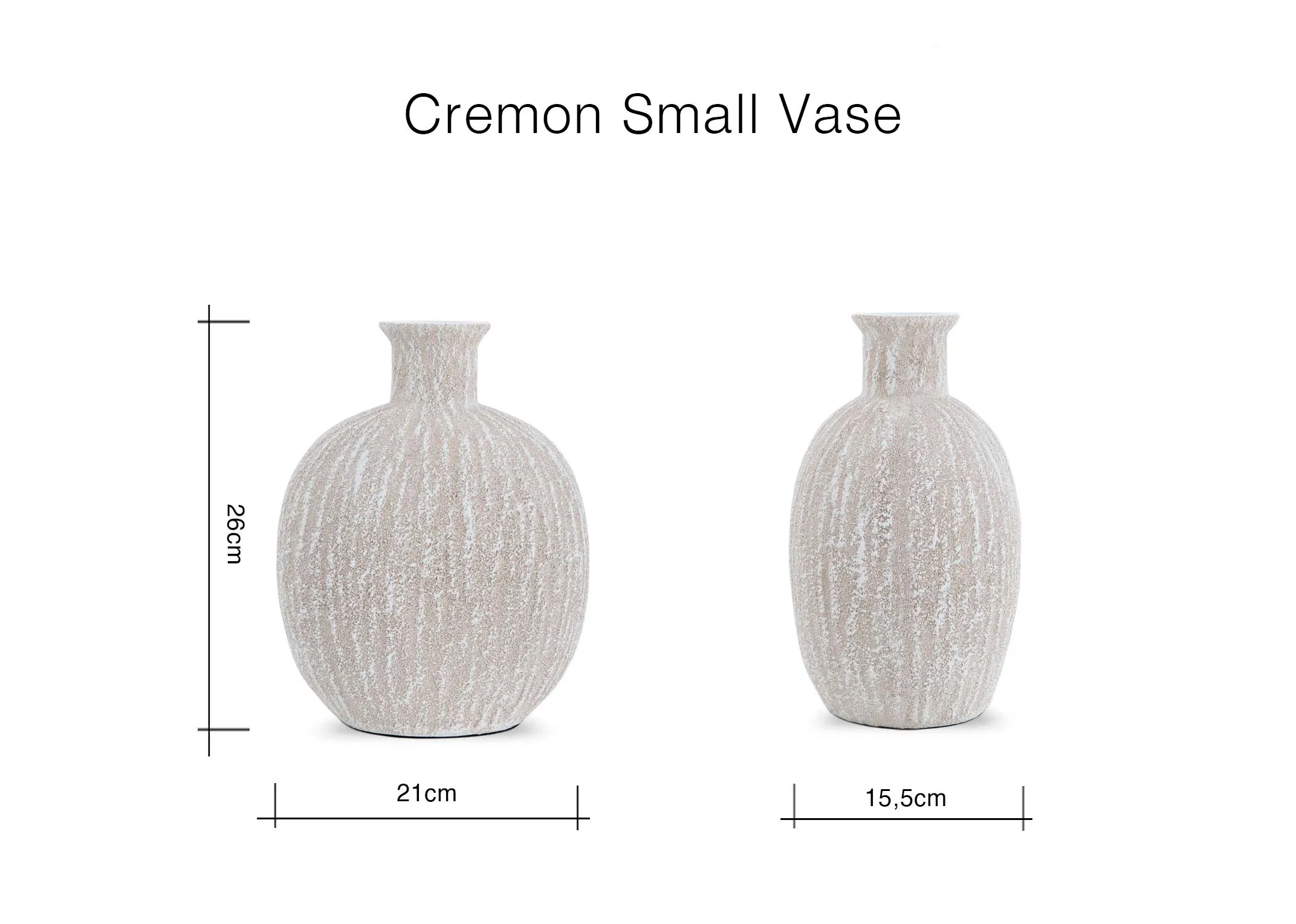A dimension image of the Cremon Small Vase with 21cm x 16.5cm