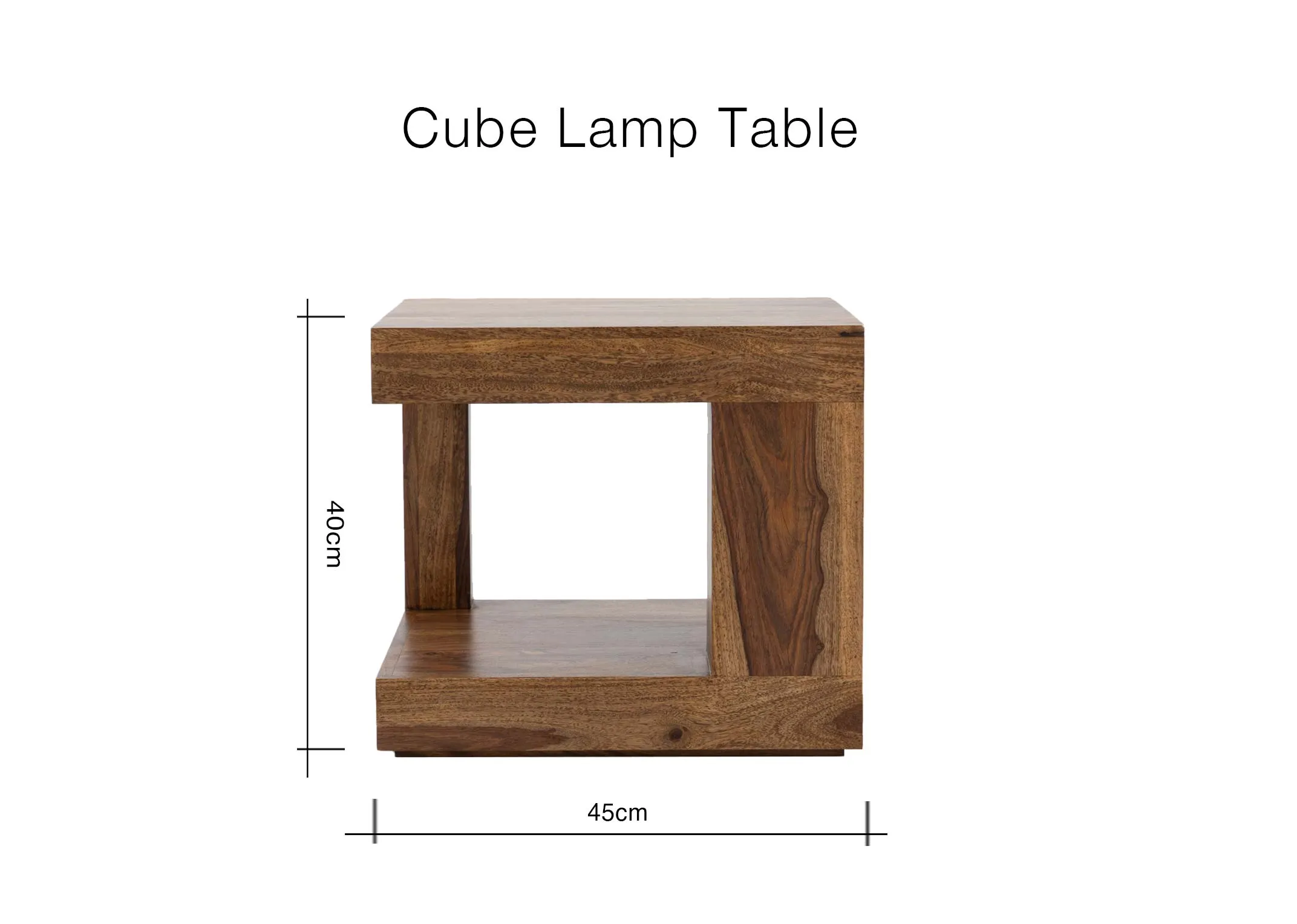 A dimension image of the Cube Lamp Table with 45cm x 40cm