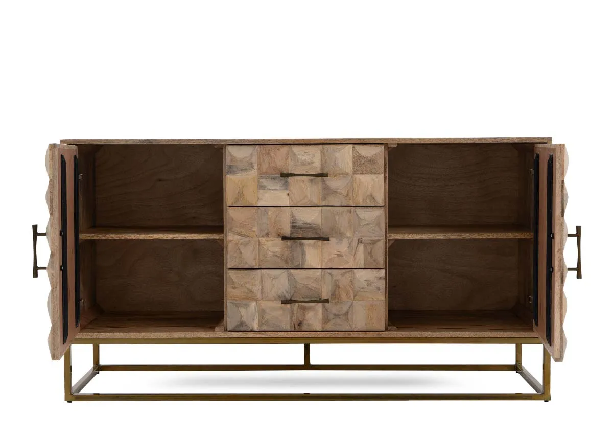 A 2 door 3 drawer mango sideboard from EZ Livings Diva range