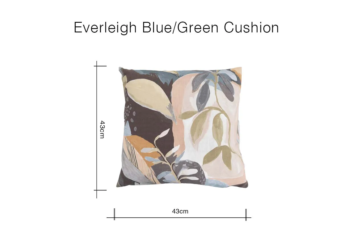 A dimension image of the Everleigh cushion with 43cm x 43cm