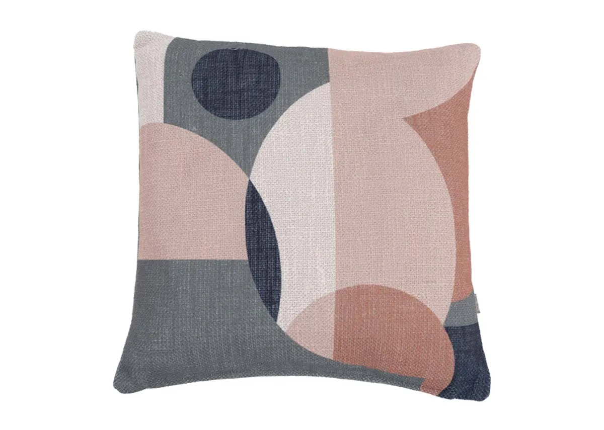 43cm Geo Green Cushion - Mid Century