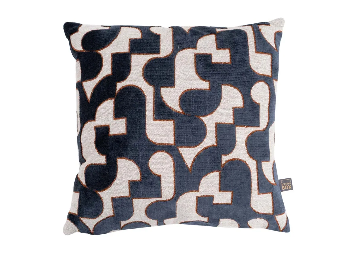 43cm Navy Cream Cushion - Carter