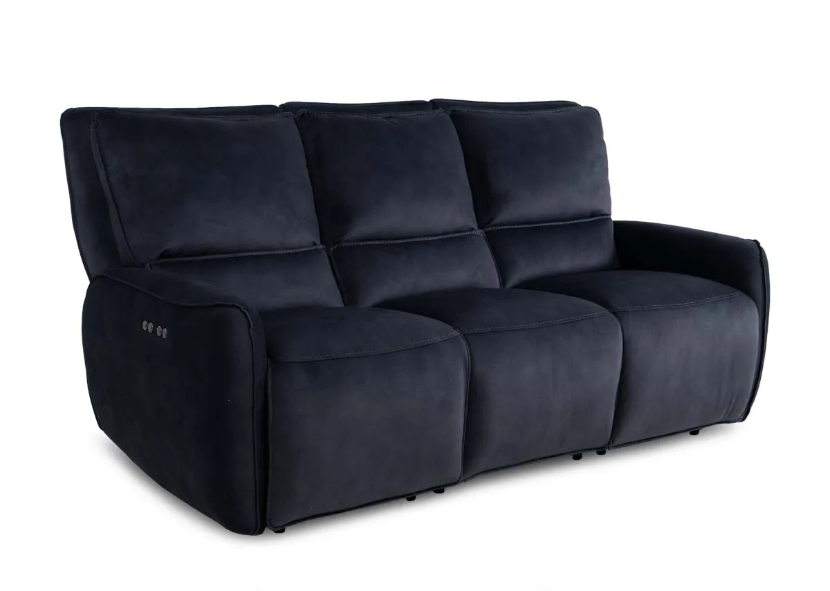 3 Seater Navy Fabric Zero Gravity Power Reclining Sofa - Quentin