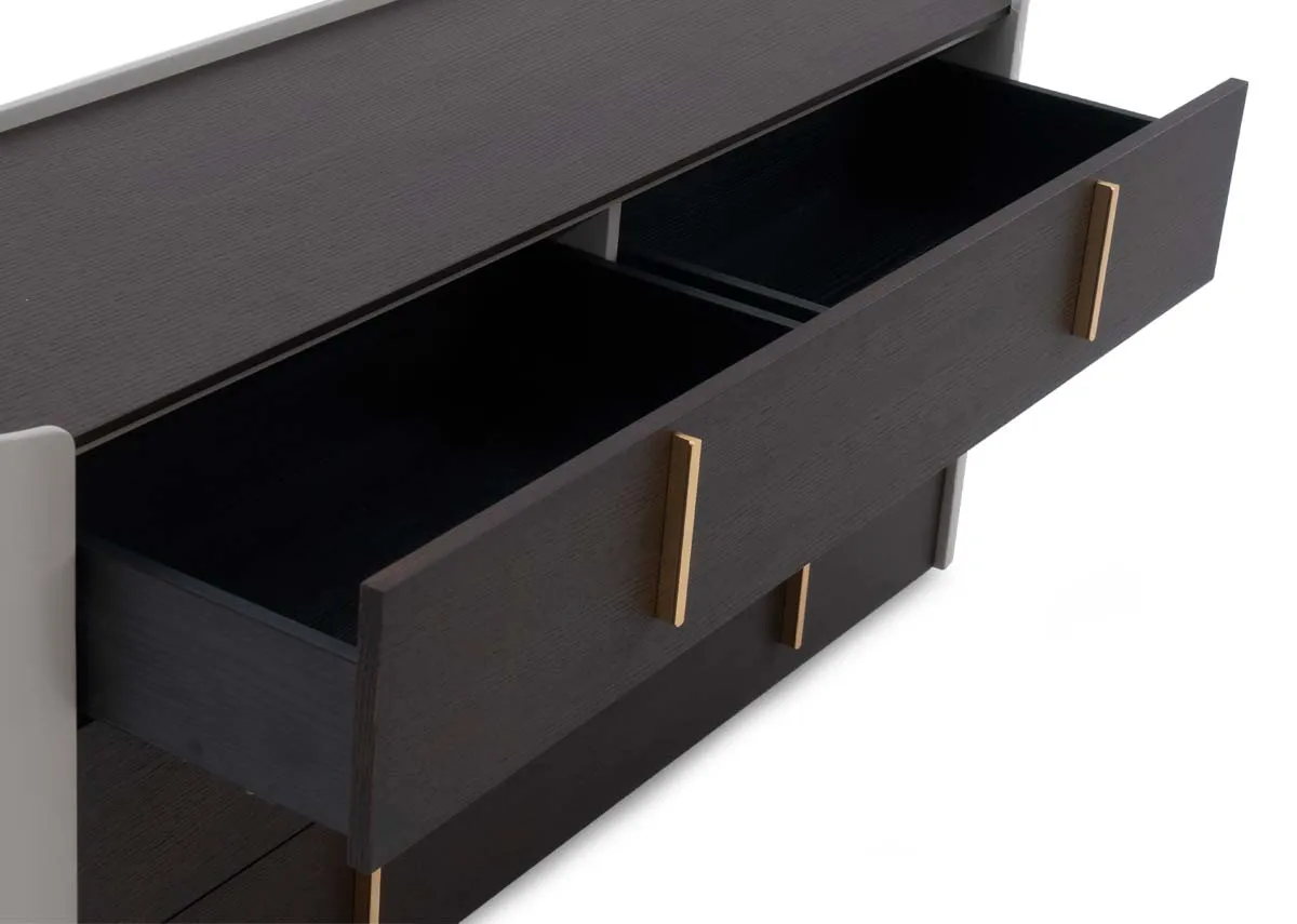 A dimension image of the Canna Dresser with 155cm x 45cm x 68cm