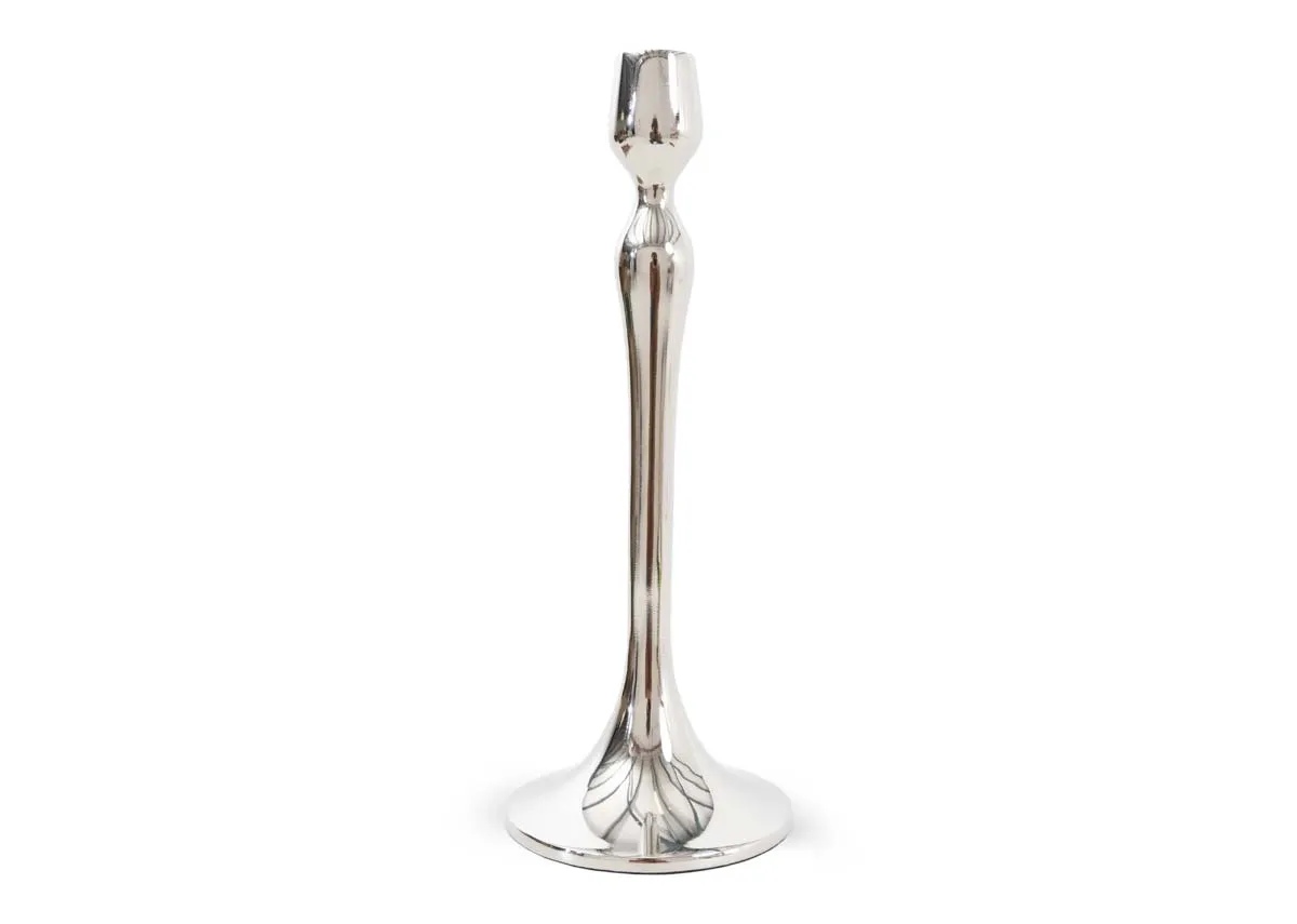 Holly Medium Nickel Single Stick - Christmas Candle Holder