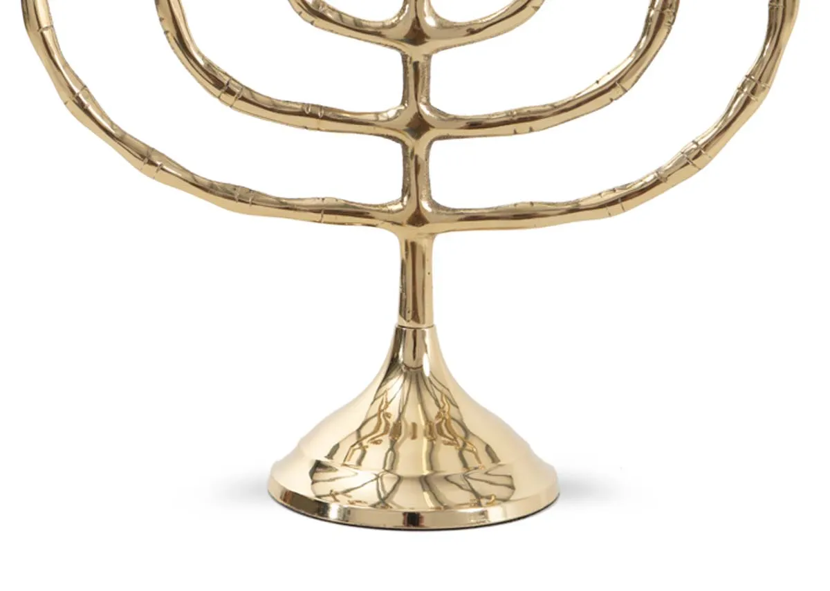 A dimension image of the Menorrah Gold Candle Holder with 24cm x 20cm