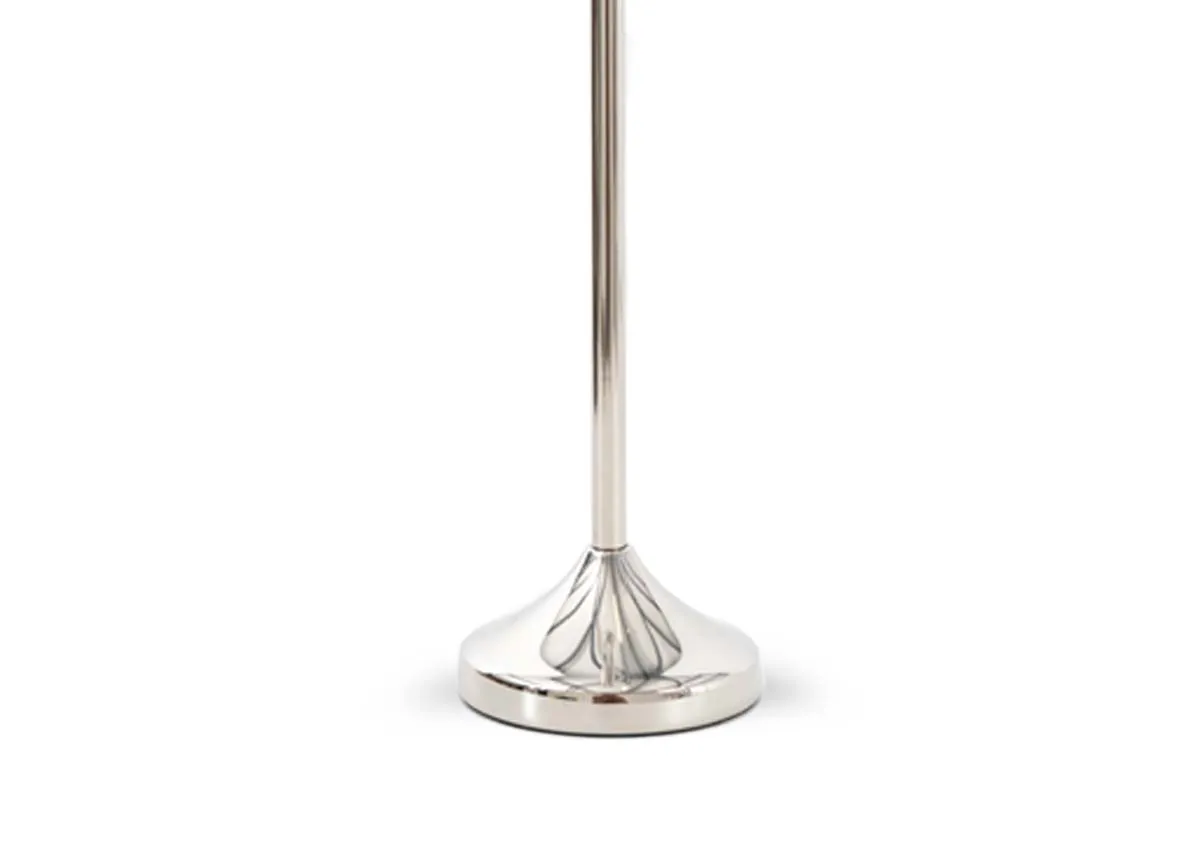 A silver single candle holder from EZ Livings Joy range. Closeup of base