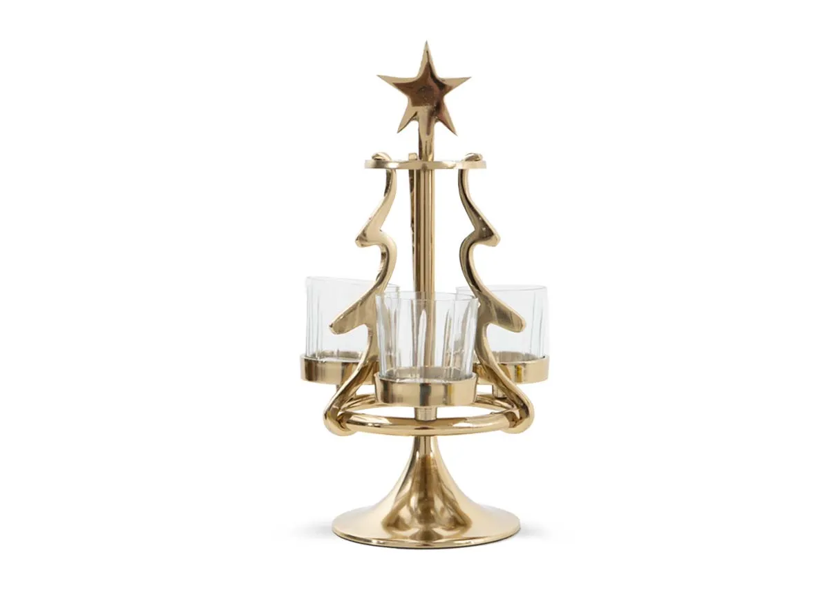 Small Eve Gold Xmas Tree - Christmas Candle Holder