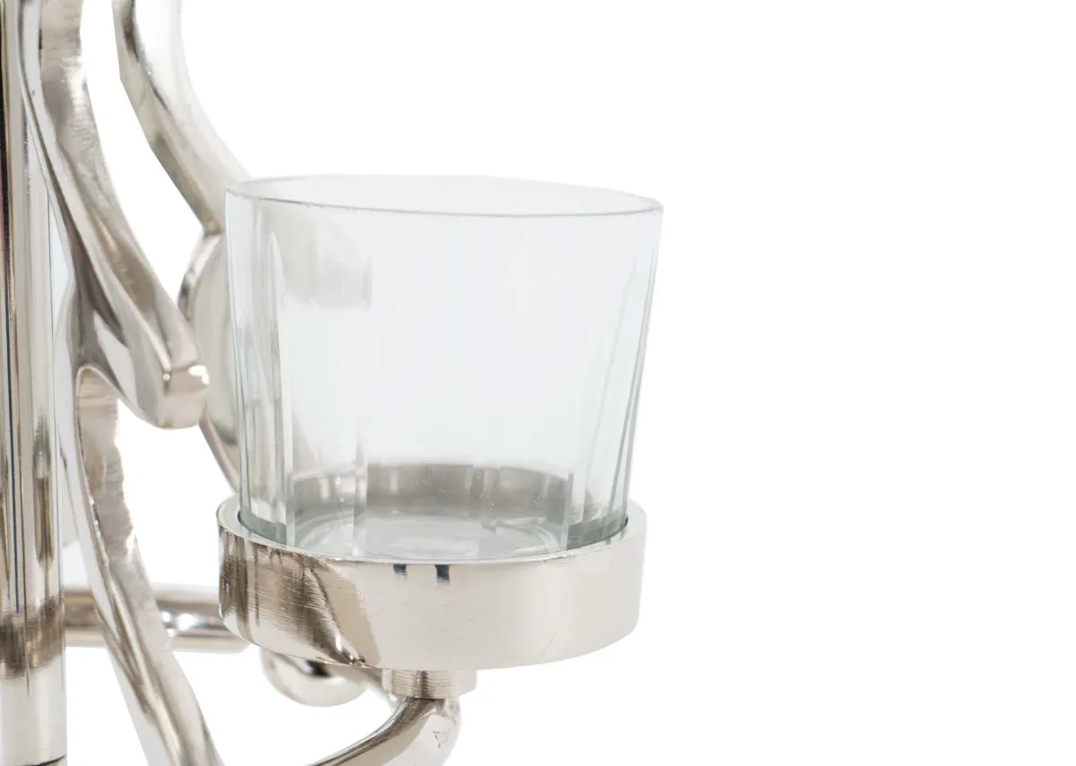 A dimension image of the Eve Nickel candle holder with 15cm x 33cm