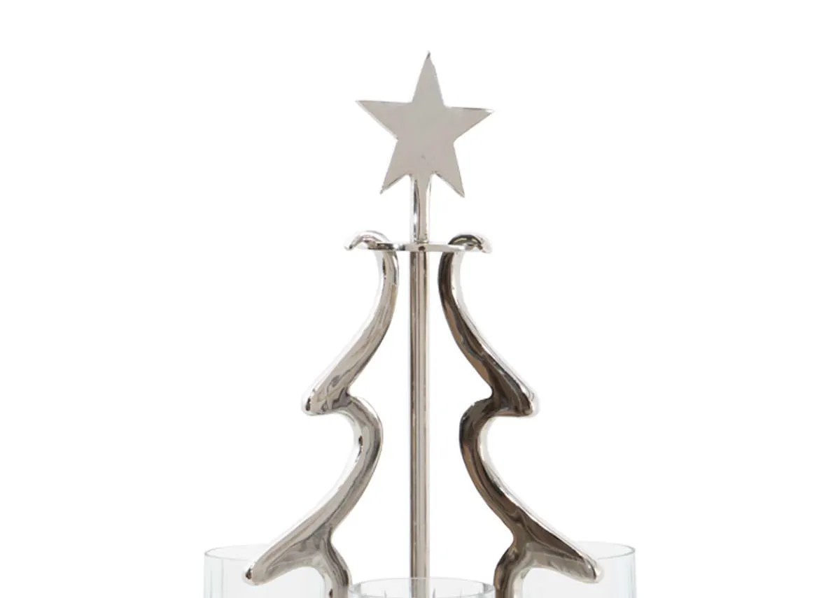 A dimension image of the Silver tree candle holder with 25cm x 53cm