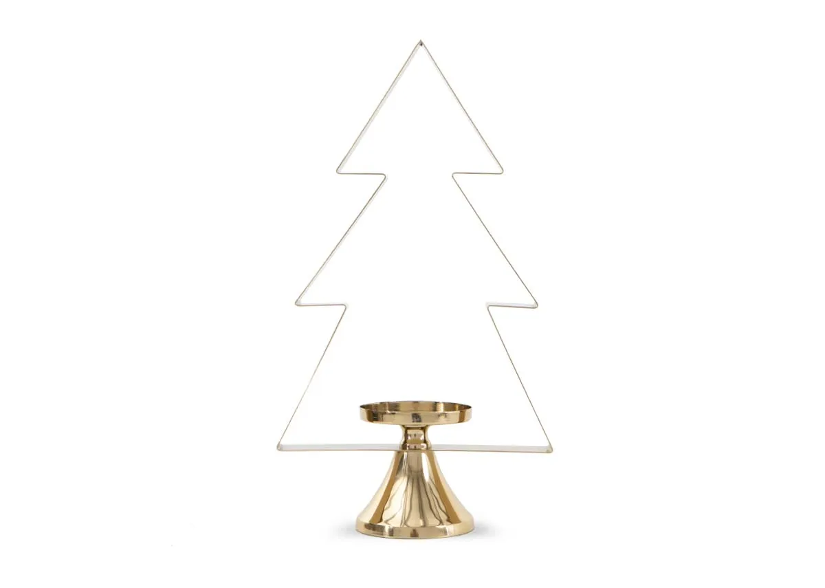 A dimension image of the Gold Xmas Pillar Holder with 24cm x 40cm