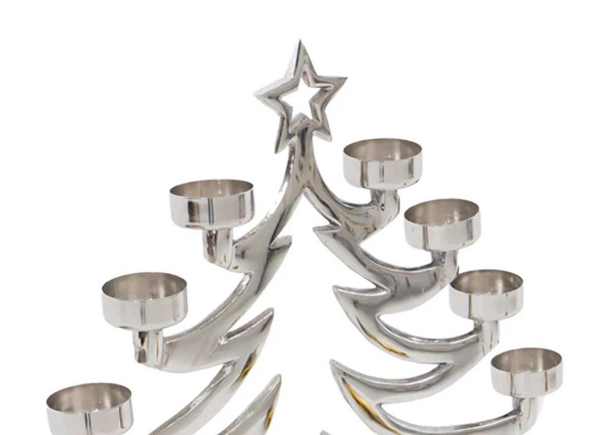 A dimension image of the Silver 8 light candle holder with 39cm x 35cm