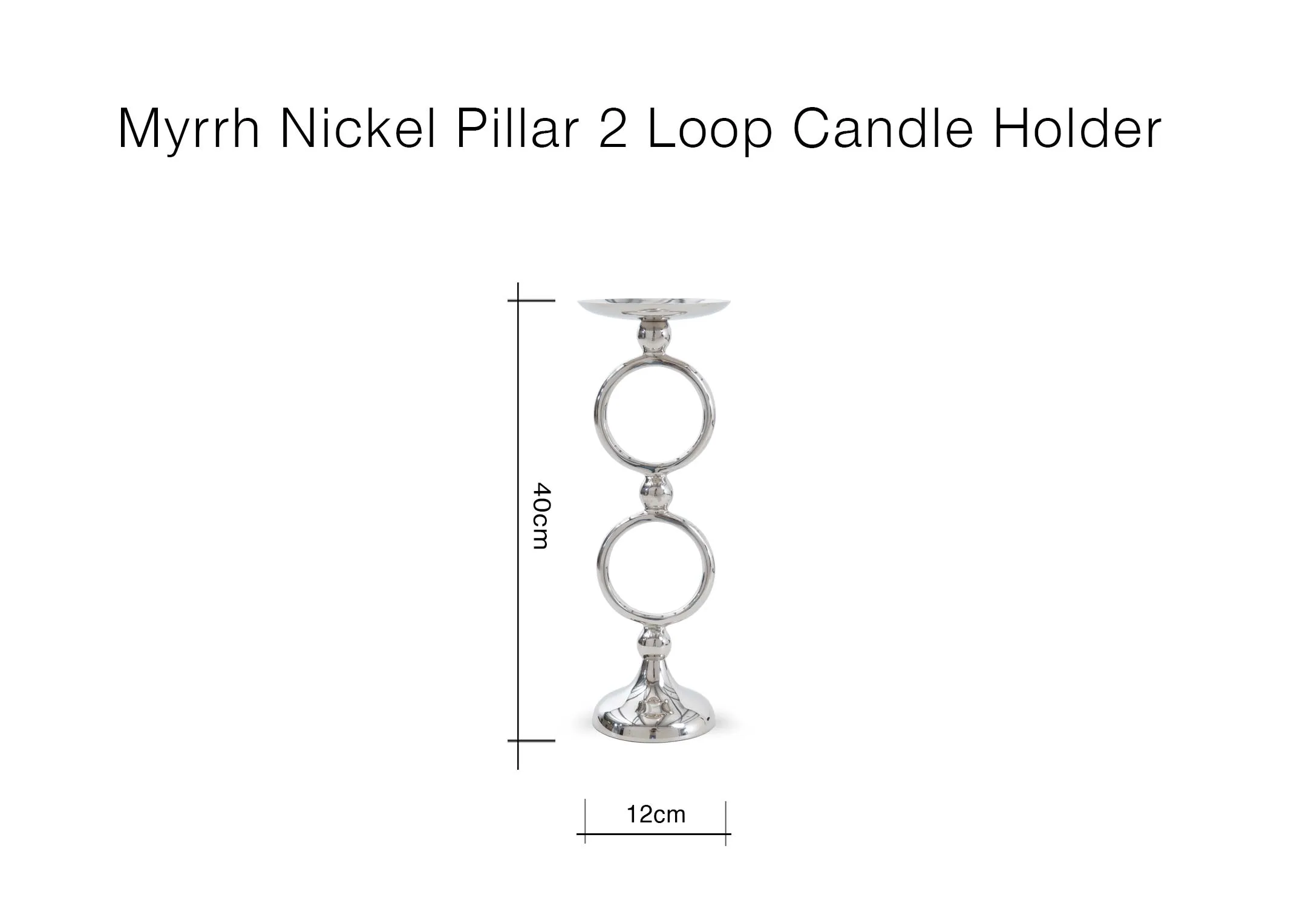 A dimension image of the Myrrah Candle holder with 12cm x 40cm