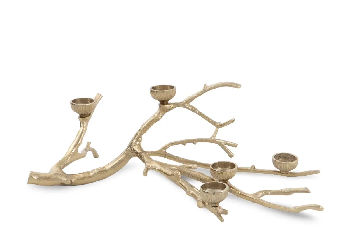 Gold Branch with 5 T-Lights - Christmas Candle Holder