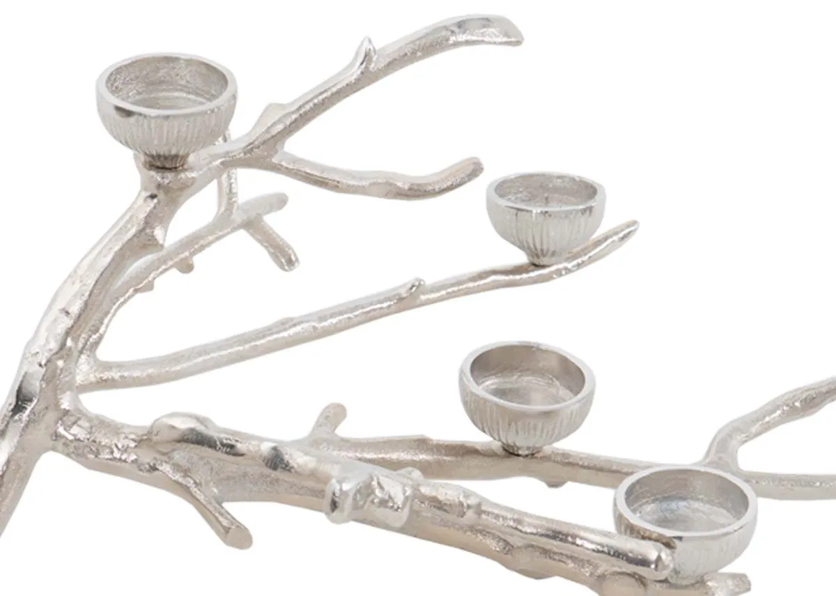 A dimension image of the Silver 5 t light branch candle holder with 19cm x 54cm