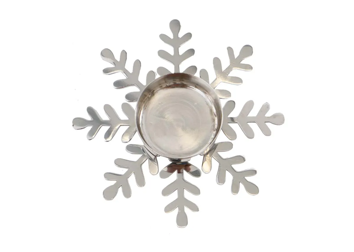 Nickel Snowflake T-Light - Christmas Candle Holder