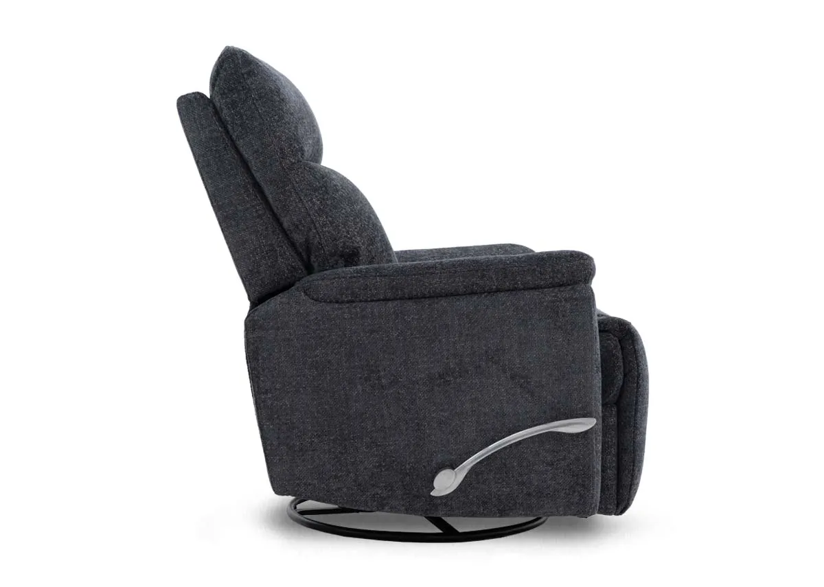 A dimension image of the Silver recliner with 99cm width x 99cm height x 80-120cm depth