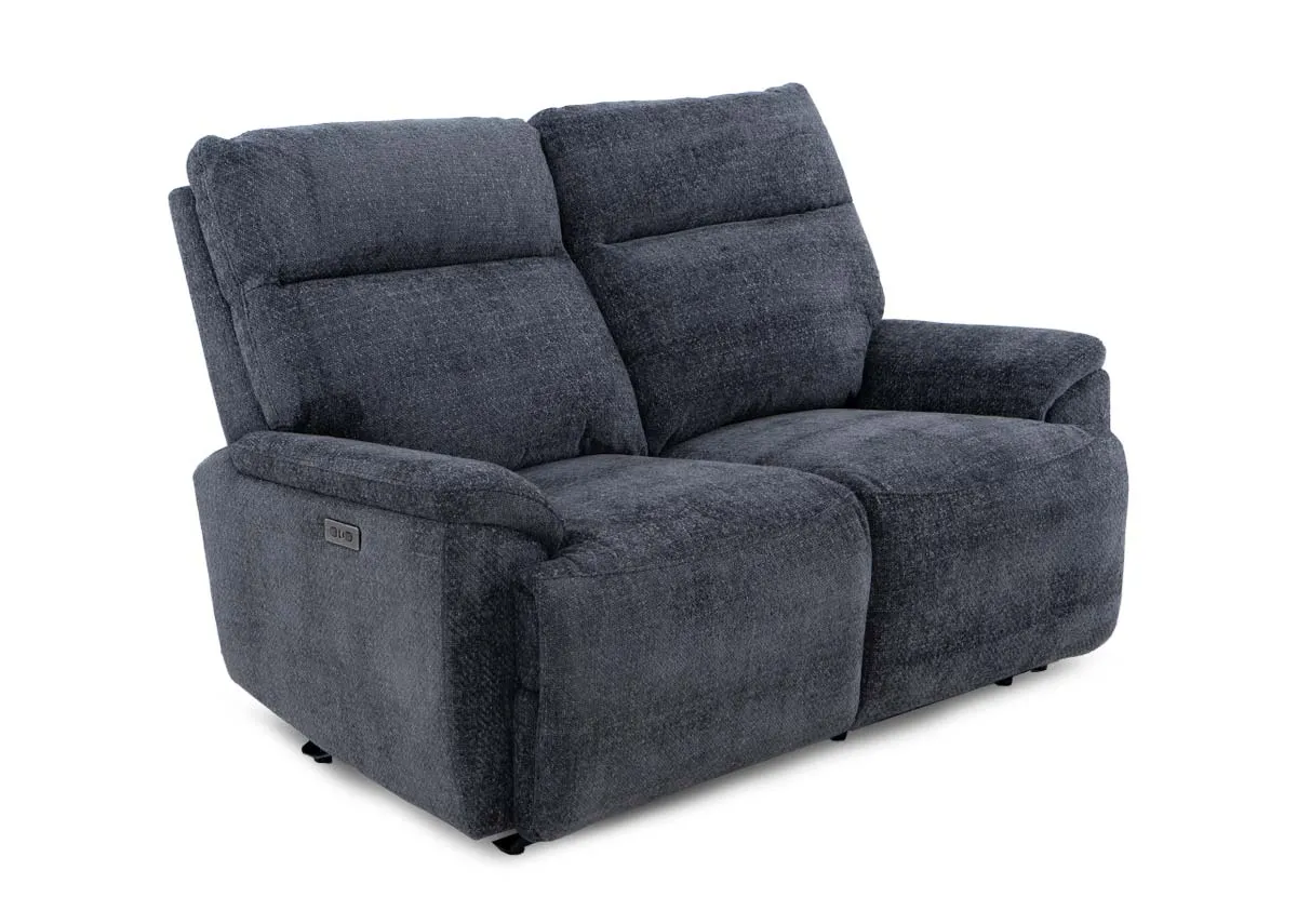 2 Seater Charcoal Fabric Power Reclining Sofa - Mallow