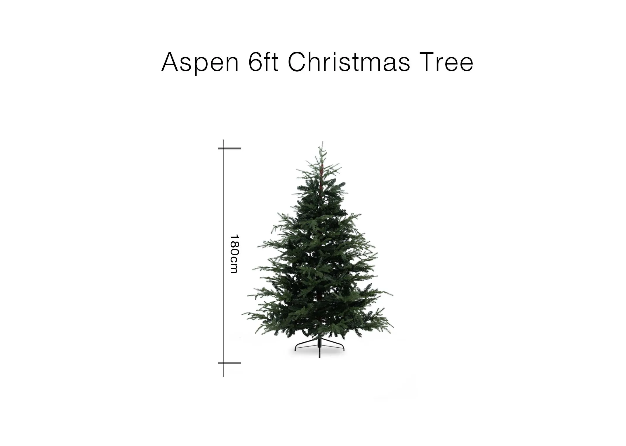 A dimension image of the Aspen 6ft tree with 180cm height