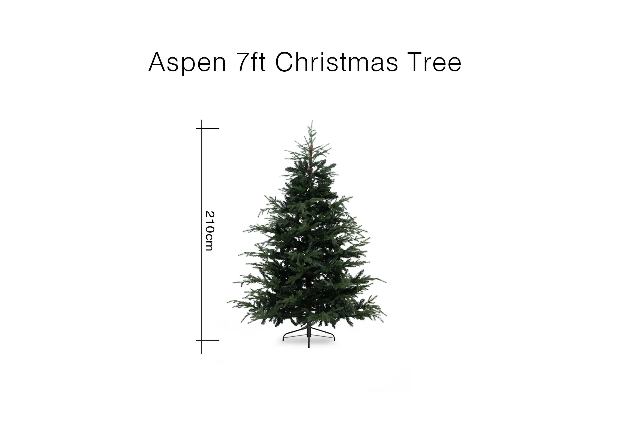 A dimension image of the Aspen 7ft Tree with 210cm