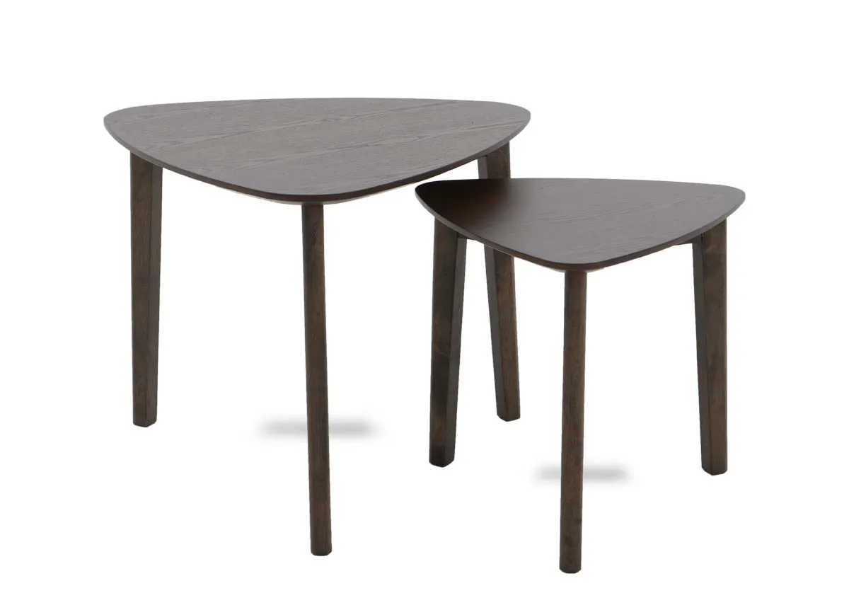 Nest of 2 Brown Wood Tables - Sonoma