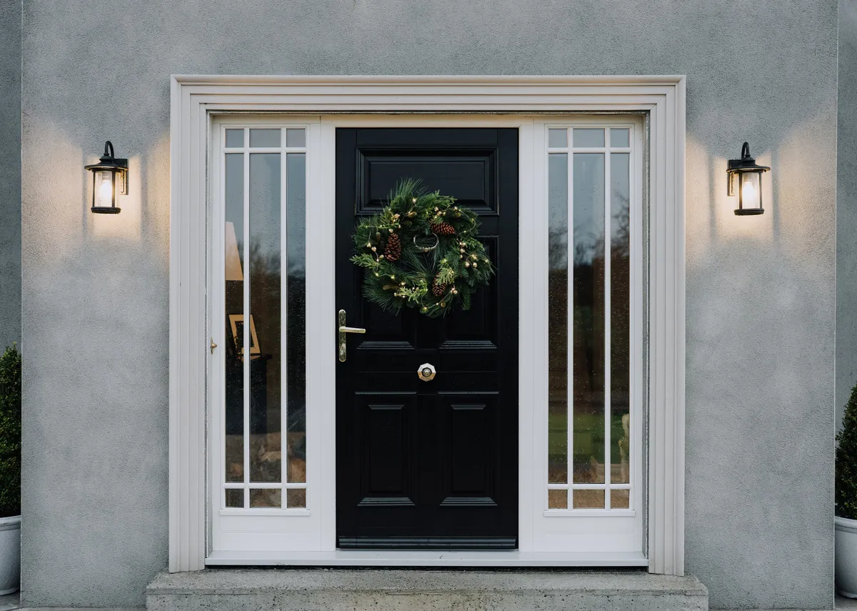 A dimension image of the Bell Pine Wreath with 66cm