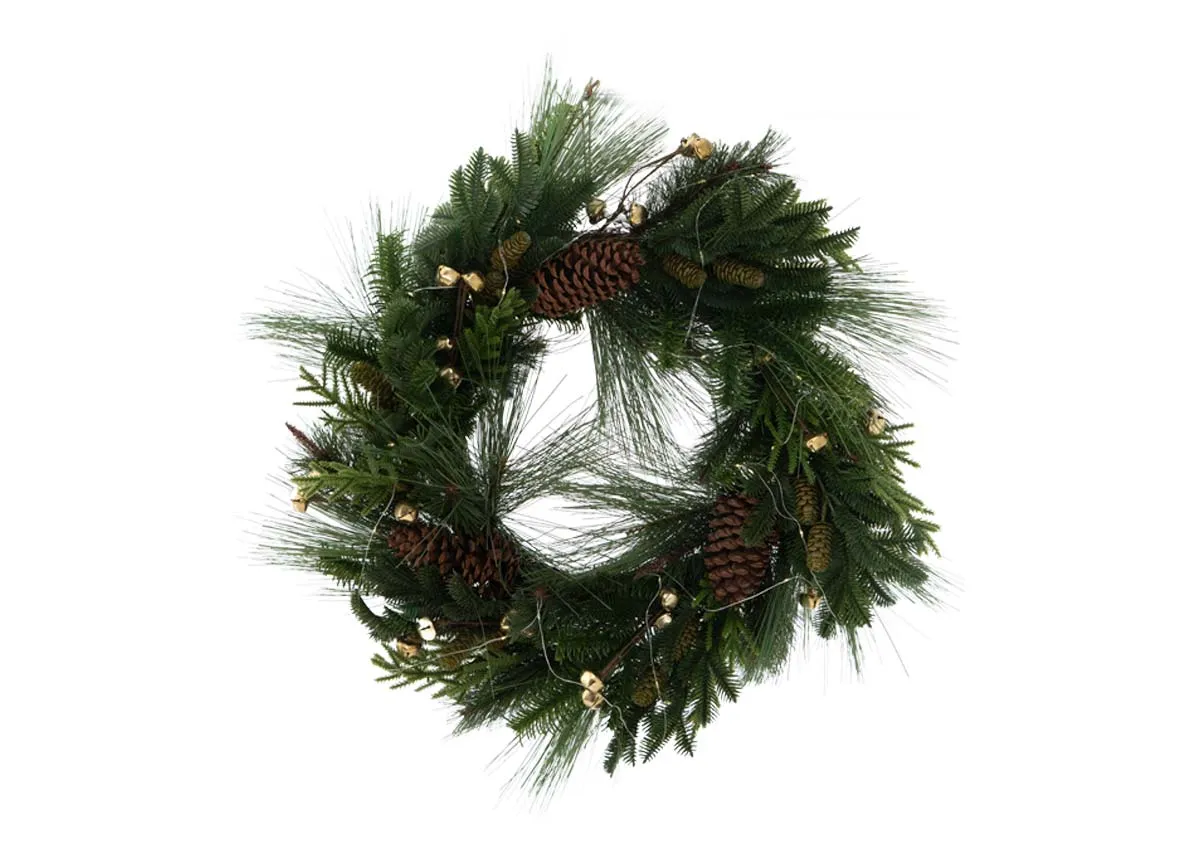 Bell & Pine with LED - Christmas Wreath