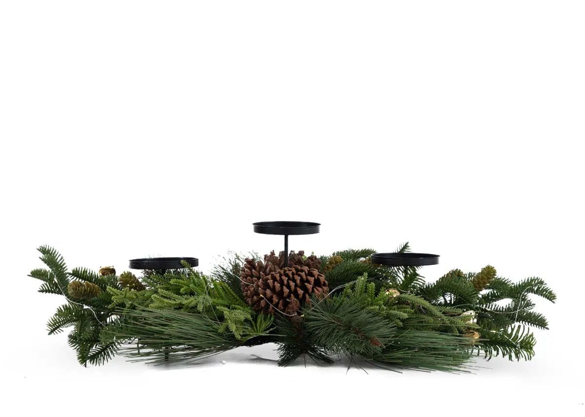 A dimension image of the Bell small pine candle holder with 66cm