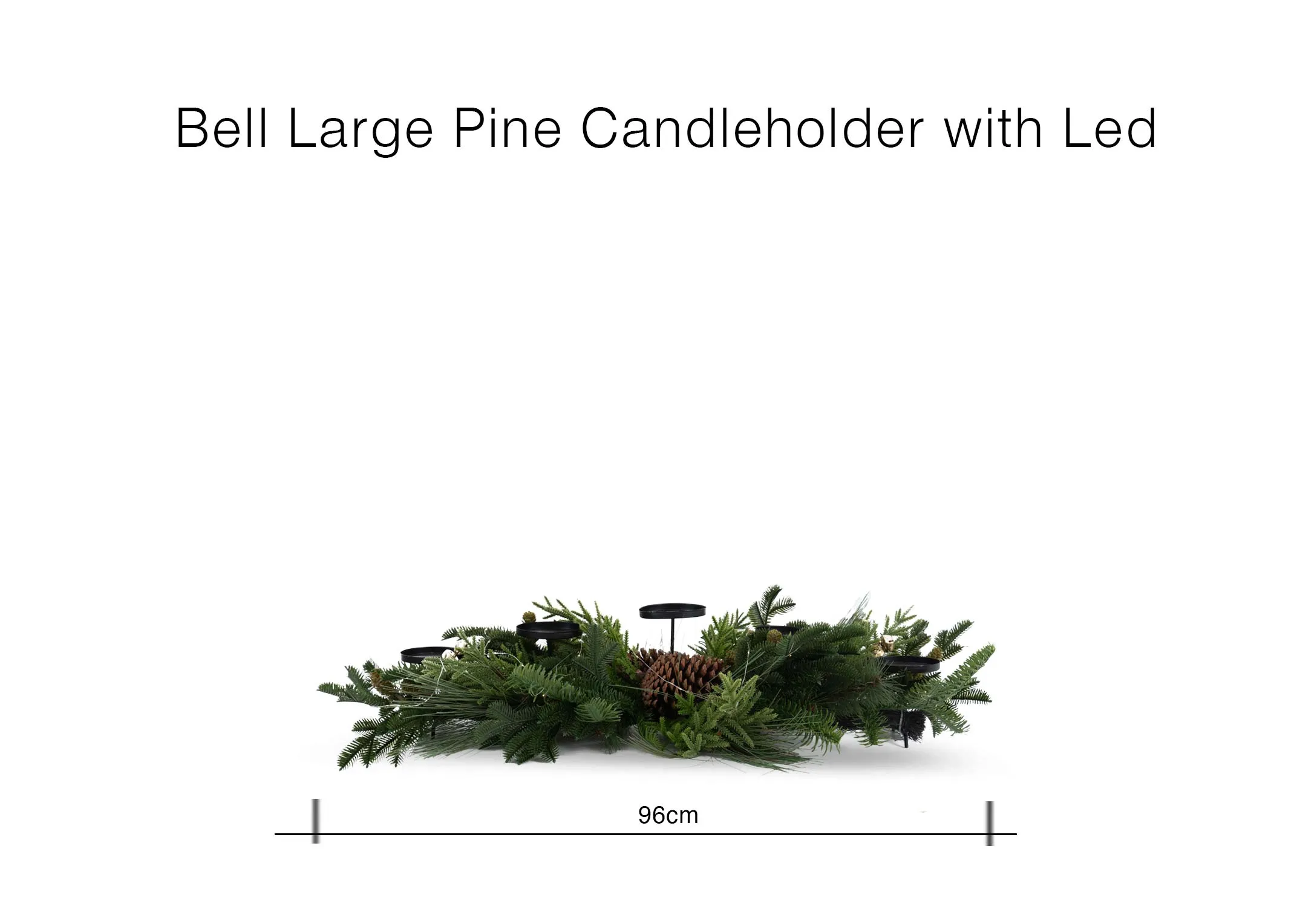 A dimension image of the Bell Pine Candle Holder with 96cm