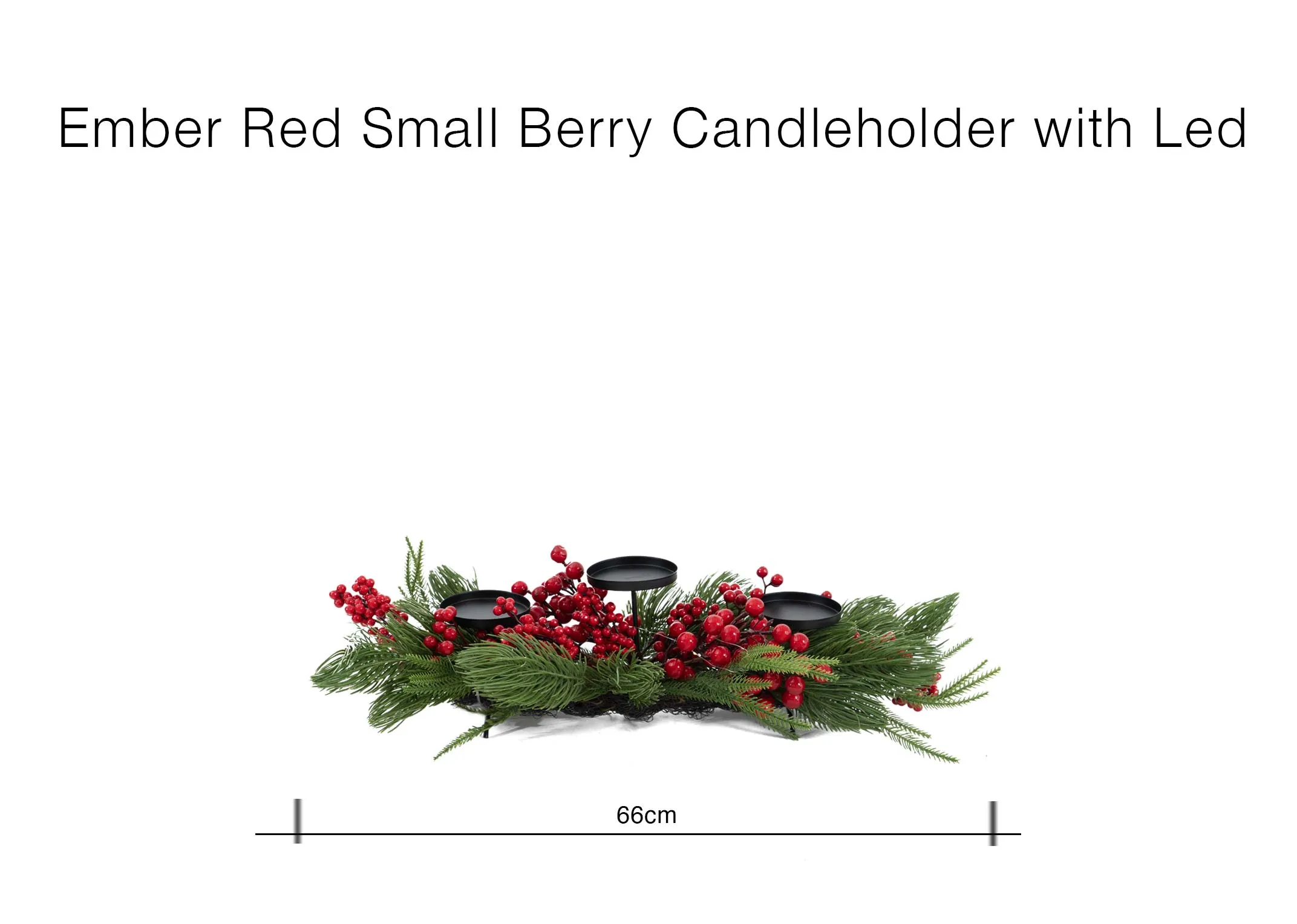 A dimension image of the Ember small berry candle holder with 66cm