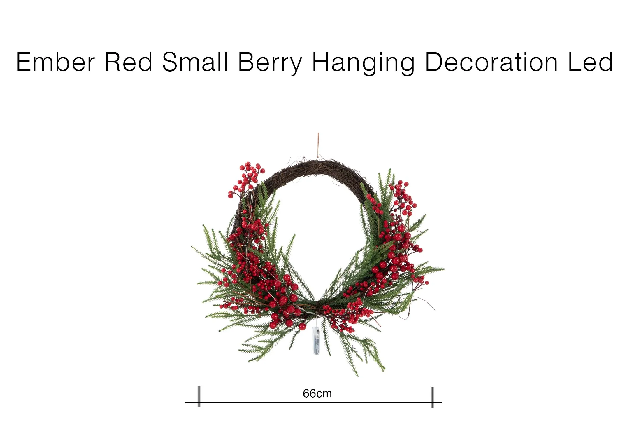 A dimensmion image of the Ember Small hanging decoration with 66cm